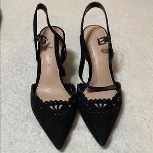 Kelly & Katie Black Scalloped Heels